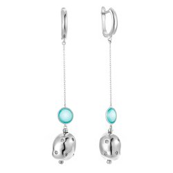 Серьги из серебра с куб. цирконием и ситаллом (Арт.rb-e344-4-x-w-ob26-x-w)