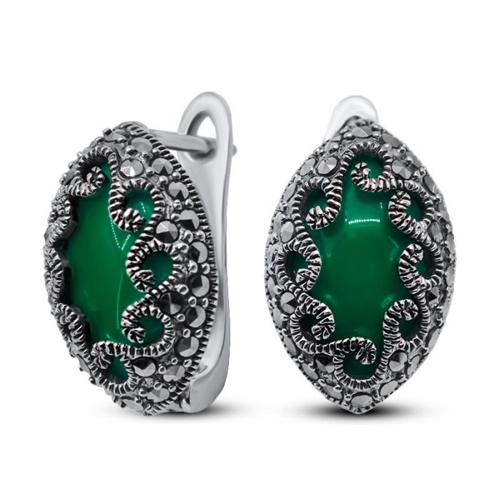 Серьги Серебряные крылья (Арт.220026e-39-228_agat_markazit)