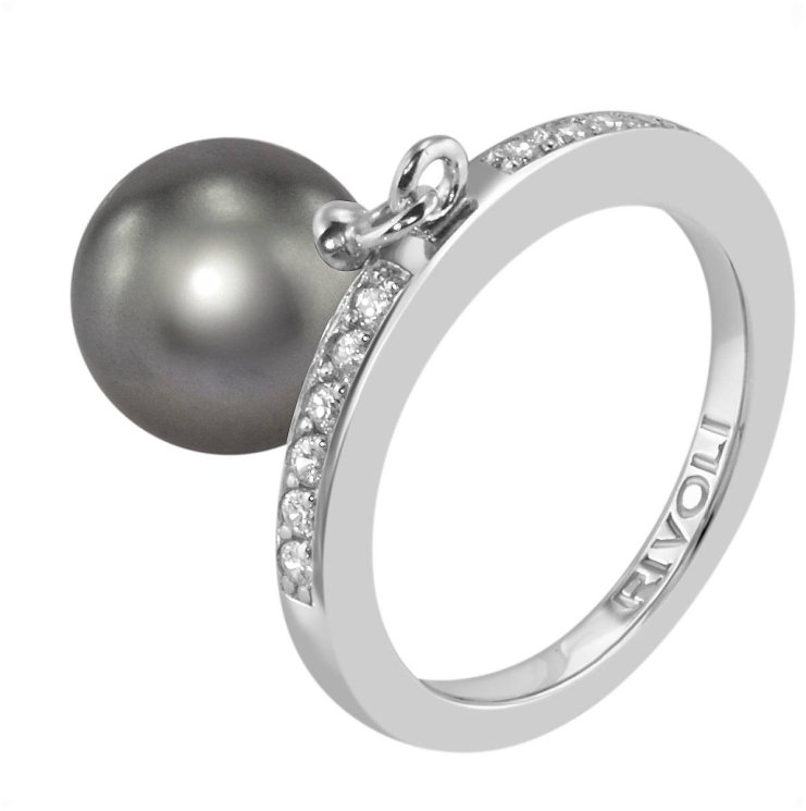 Кольцо из серебра с жемчугом и кристаллом swarovski (Арт.zar-14-10-31-s)