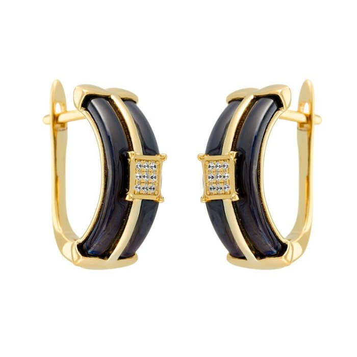 Серьги из серебра с керамикой и куб. цирконием (Арт.tc-e00132-br-l-x-x-w)