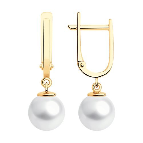 Серьги золотые пробы 585 с жемчугом (Арт.792292)