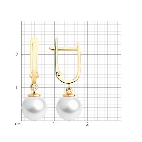 Серьги золотые пробы 585 с жемчугом (Арт.792292)