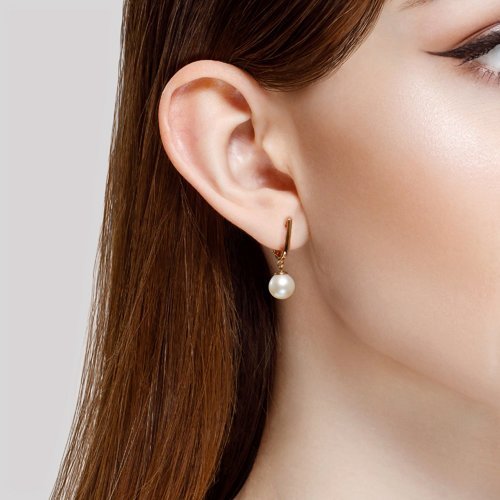 Серьги золотые пробы 585 с жемчугом (Арт.792292)