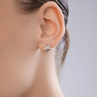 Серьги из серебра с фианитом «Морская Звезда» Соколов (арт.94-122-002658-1)