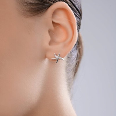 Серьги из серебра с фианитом «Морская Звезда» Соколов (арт.94-122-002658-1)