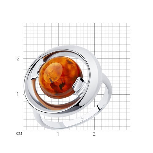 Кольцо из серебра с янтарём (Арт.83010056)