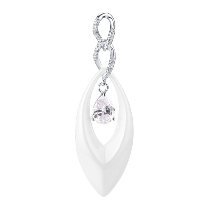 Кулон из серебра с керамикой и ситаллом (Арт.tc-p00874-w-w-w-x-w)