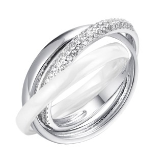 Кольцо серебряное с керамикой и фианитами «White Harmony» Fresh Jewelry (арт.TC-R00663-W-W-X-X-W)