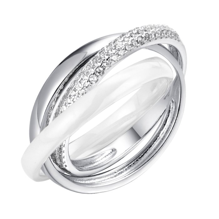 Кольцо из серебра с керамикой и фианитом (Арт.tc-r00663-w-w-x-x-w)