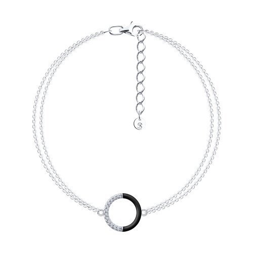 Браслет серебряный с фианитами и эмалью «Черно‑белый круг» Соколов (арт.94-150-00241-2)