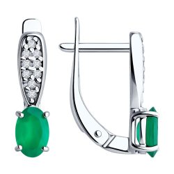 Серьги из серебра с агатами и фианитами (Арт.94-320-00176-2)