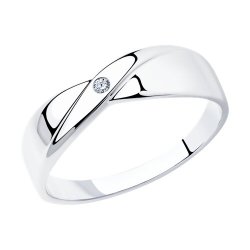 Кольцо из серебра с бриллиантом (Арт.87010004)