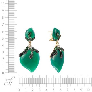 Серьги золото с агатом и бриллиантами «Изумрудная стихия» MY JEWELS (арт.HF04473E-Y-GAG_DB_TV_ZAG_YG)