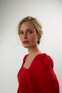Серьги золото с агатом и бриллиантами «Изумрудная стихия» MY JEWELS (арт.HF04473E-Y-GAG_DB_TV_ZAG_YG)