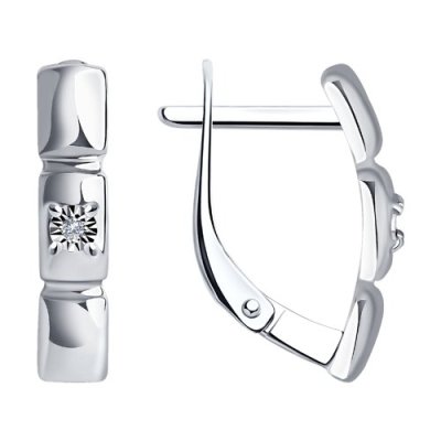 Серьги из серебра с бриллиантом «Городской Шик» Соколов (арт.87020045)