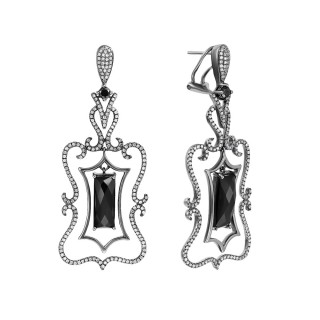 Серьги золото с бриллиантами и ониксом «Noir Arabesque» My Jewels (арт.ME31460)