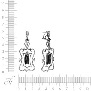 Серьги золото с бриллиантами и ониксом «Noir Arabesque» My Jewels (арт.ME31460)