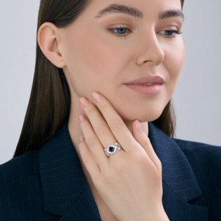 Кольцо из серебра с фианитом «Изумрудный Лист» Соколова (арт.9401)