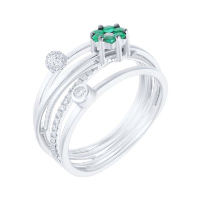 Кольцо из белого золота с бриллиантом и изумрудом (Арт.mr85967a-wd-em_ko_em_wg)