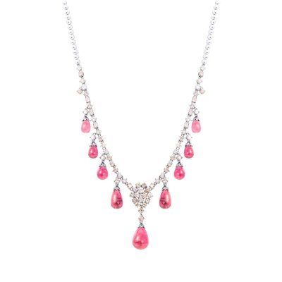 Ожерелье из золота с бриллиантом и турмалином (Арт.n900011tou001_kl_dc_tu_bw)