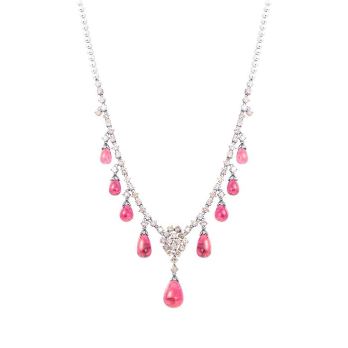 Ожерелье из золота с бриллиантом и турмалином (Арт.n900011tou001_kl_dc_tu_bw)