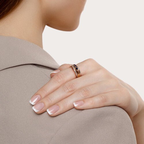 Кольцо из золота с бриллиантами и сапфирами (Арт.2011119)