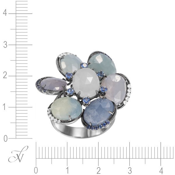 Кольцо из золота с бриллиантом и корундом (Арт.r01382k_ko_sa_cr_blk)