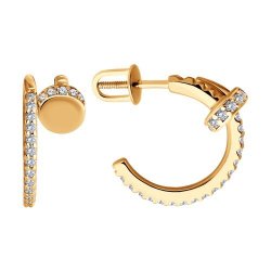 Серьги из золочёного серебра с фианитами (Арт.93-122-02048-1)