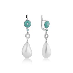 Серьги из золота с бриллиантом и жемчугом Русские Самоцветы (Арт.95887)