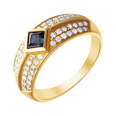 Кольцо золотое с лондонским топазом и бриллиантами «Ночной Лондон» JVG (арт.R27274_LT_YG)