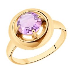 Кольцо из золочёного серебра с аметистом (Арт.93-310-00782-2)