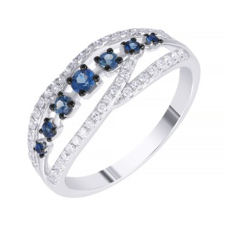 Кольцо с бриллиантами и сапфирами «Ледяная синица» My Jewels (арт.R50540A1S14WB001)