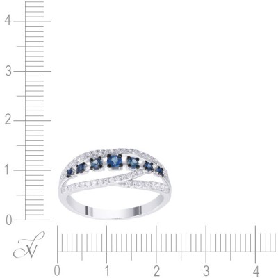 Кольцо с бриллиантами и сапфирами «Ледяная синица» My Jewels (арт.R50540A1S14WB001)