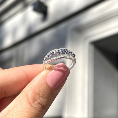 Кольцо с бриллиантами и сапфирами «Ледяная синица» My Jewels (арт.R50540A1S14WB001)