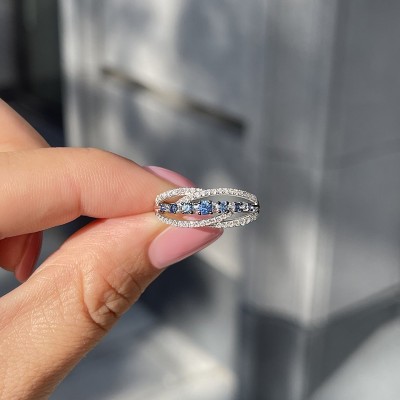 Кольцо с бриллиантами и сапфирами «Ледяная синица» My Jewels (арт.R50540A1S14WB001)