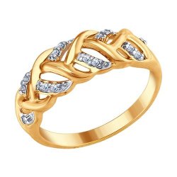 Кольцо из золочёного серебра с фианитами (Арт.93010677)