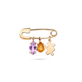 Брошь из золота с аметистом и цитрином «Puzzle Charm» Magic Stones (арт.07-1-124-2400-010)