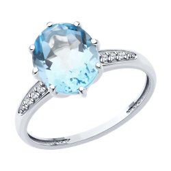 Кольцо из серебра с топазом и фианитами (Арт.94-310-02054-1)