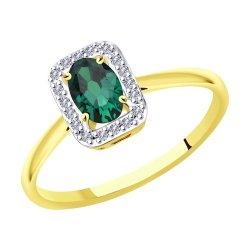 Кольцо из желтого золота с бриллиантами и изумрудом (Арт.3010584-2)