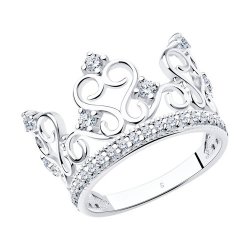 Кольцо - корона из серебра с фианитами (Арт.94011217)