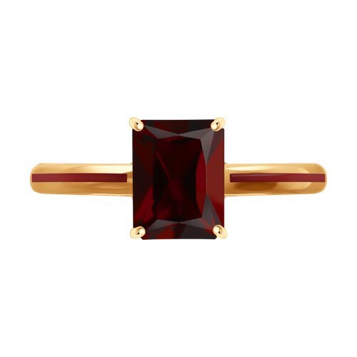 Кольцо золотое с гранатом и эмалью «Винная графика» Соколов (арт.51-310-02171-2)