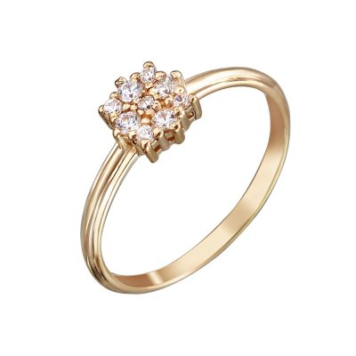 Кольцо золотое с фианитами «Цветок сияния» Estet (арт.01К118534)