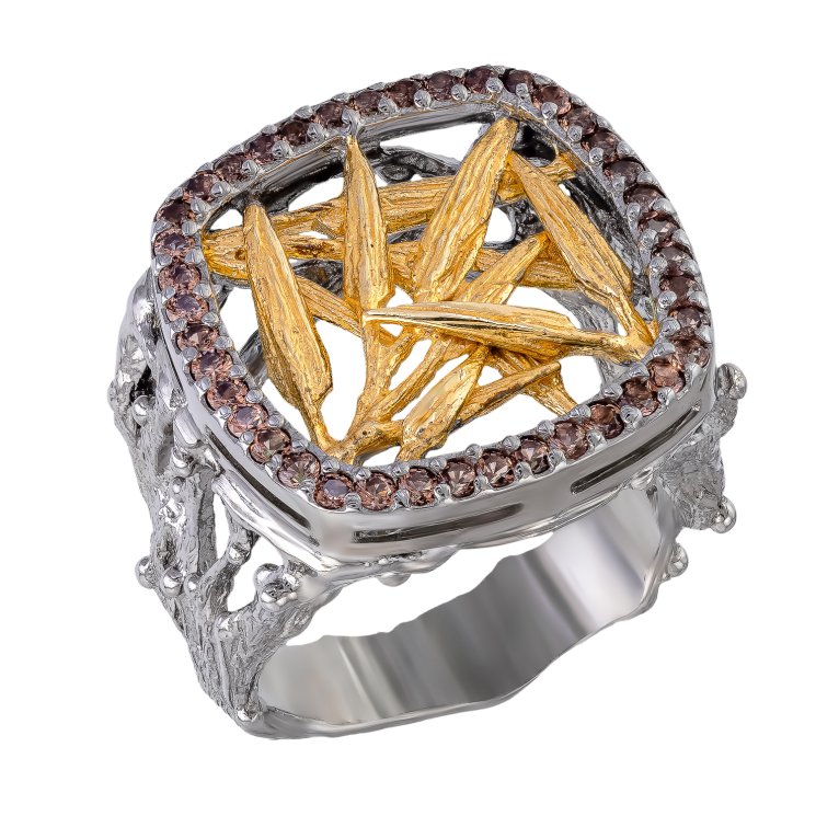 Серебряное кольцо BEAVERS с цирконом 1806cr_ox
