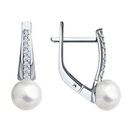 Серьги из белого золота с бриллиантами и жемчугом (Арт.52-220-01830-1)