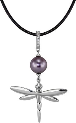 Кулон из серебра с жемчугом и куб. цирконием (Арт.cdp-2-28-16-s)