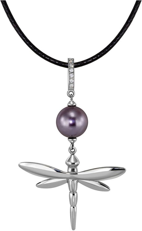 Кулон из серебра с жемчугом и кристаллом swarovski (Арт.cdp-2-28-16-s)
