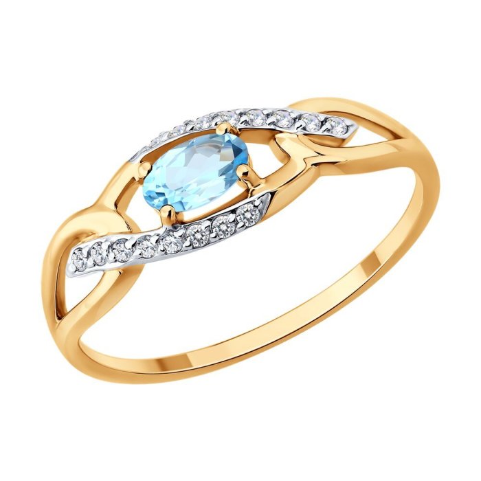 Кольцо золотое пробы 585 с топазом (Арт.717292)