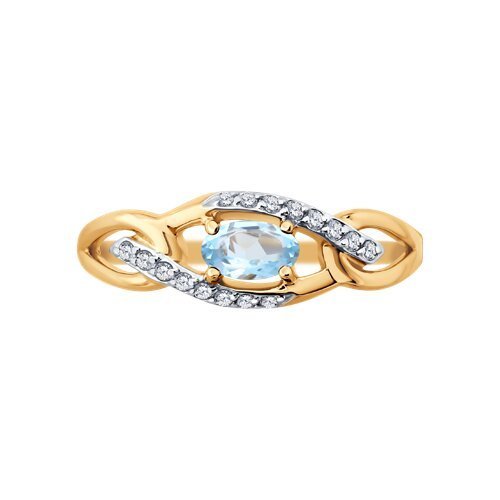 Кольцо золотое пробы 585 с топазом (Арт.717292)