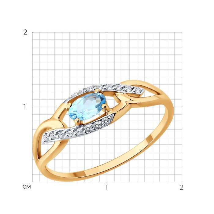 Кольцо золотое пробы 585 с топазом (Арт.717292)