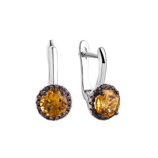 Серьги серебряные с цитрином Spring Shine Fresh Jewelry (арт.CZ-E00923-X-WB-YS-X-BR)